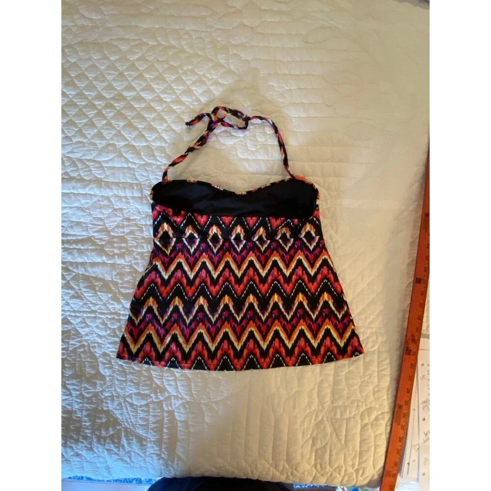 Catalina Womens Halter Swimsuit  Top Size Large Aztec Design Pool Vacation Cruis